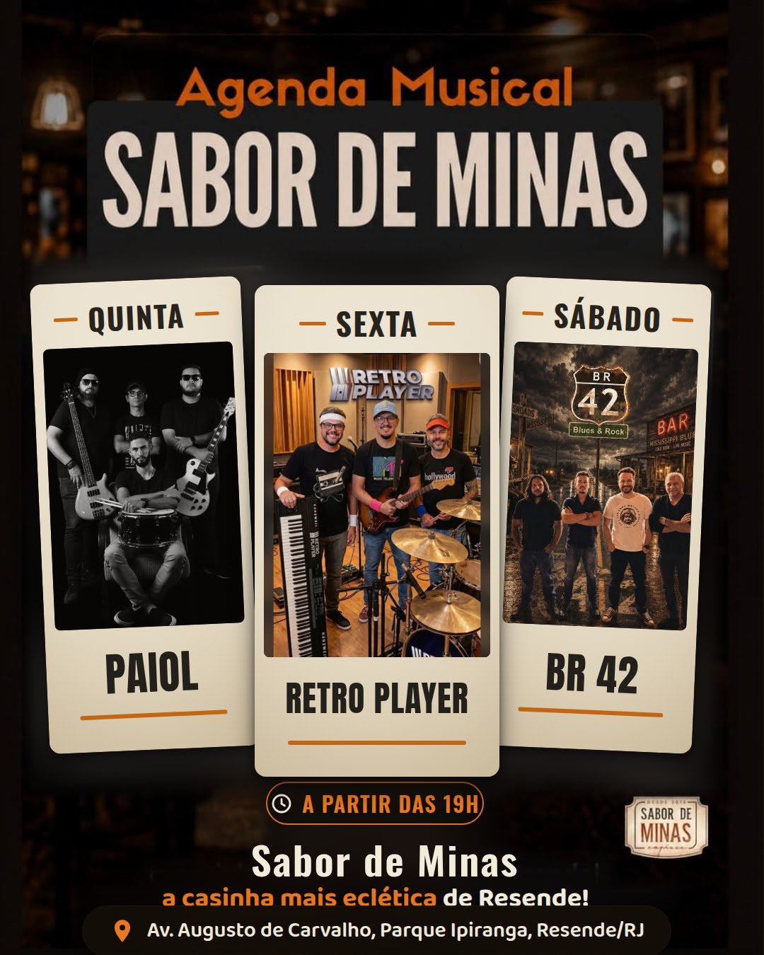 Agenda musical da semana, como saiu no Instagram em 23/09